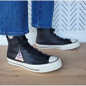 ⭐Converse Chuck 70 Hi Sz 8 Women's Shoes Leather Premium Sneakers Black A08637C⭐